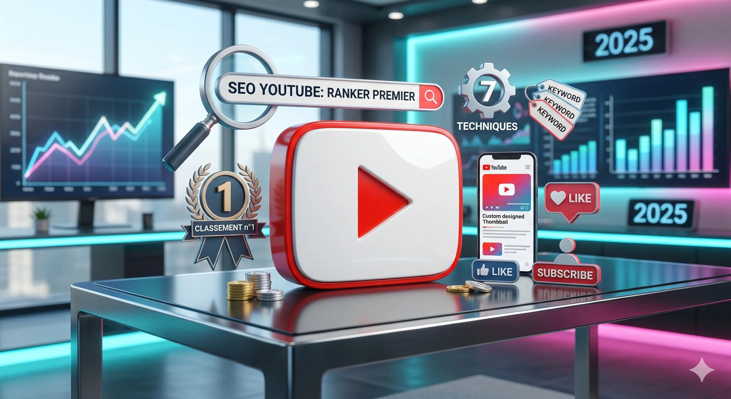 SEO YouTube 2025 : 7 techniques pour ranker vos vidéos en premier